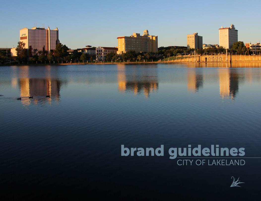 City of Lakeland Brand Guidelines: sunset over Lake Mirror looking toward Downtown Lakeland